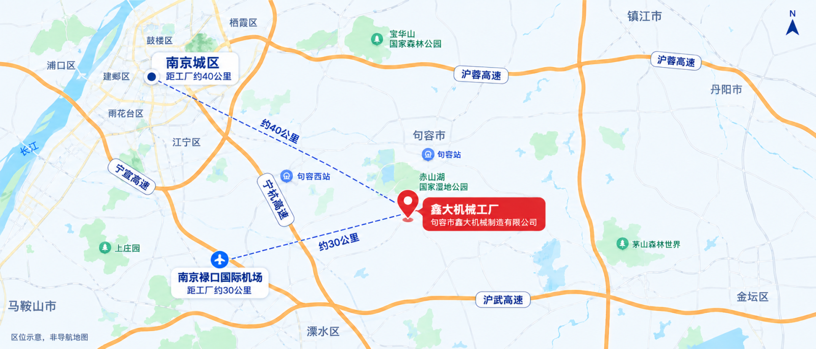 Xinda Machinery factory location illustration, not a navigation map